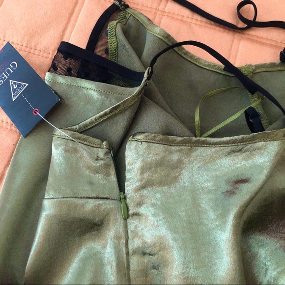 Guess Olive Green Satiny V-Neck Camisole Top - Picture 10 of 14
